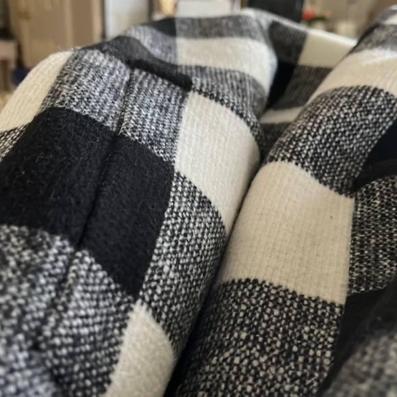 Fall Black & White open front checkered plaid long coat jacket size XS - Picture 7 of 12